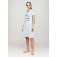 Блакитна домашня сукня Cotpark S,M,L в смужку 13346-01